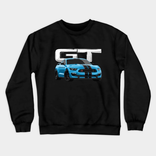 MUSTANG GT GT350R VELOCITY BLUE Crewneck Sweatshirt by cowtown_cowboy